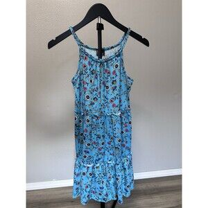 pink & violet Girls Floral Sundress XL Blue Pink Knee Length Sleeveless Ruffle